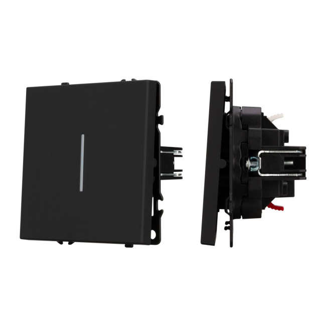 Механизм выключателя одноклавишный проходной Arlight LED SWT-NOBE-MKP1-SFPL-L-BK (230V, 10A) 054261 Механизм выключателя одноклавишный проходной Arlight LED SWT-NOBE-MKP1-SFPL-L-BK (230V, 10A) 054261