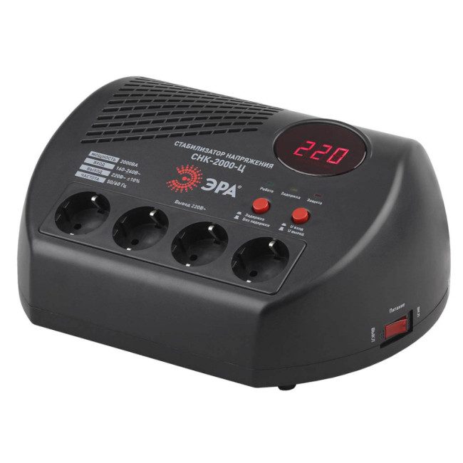 Стабилизатор напряжения ЭРА СНК-2000-Ц Б0031075 Стабилизатор напряжения ЭРА СНК-2000-Ц Б0031075