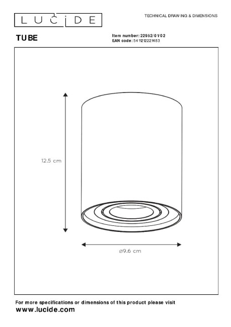 Накладной светильник Lucide Tube 22952/01/02