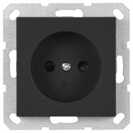 Розетка Jasmart без заземления с защитными шторками 16A 250V 2P черный матовый (soft touch) G5503PB