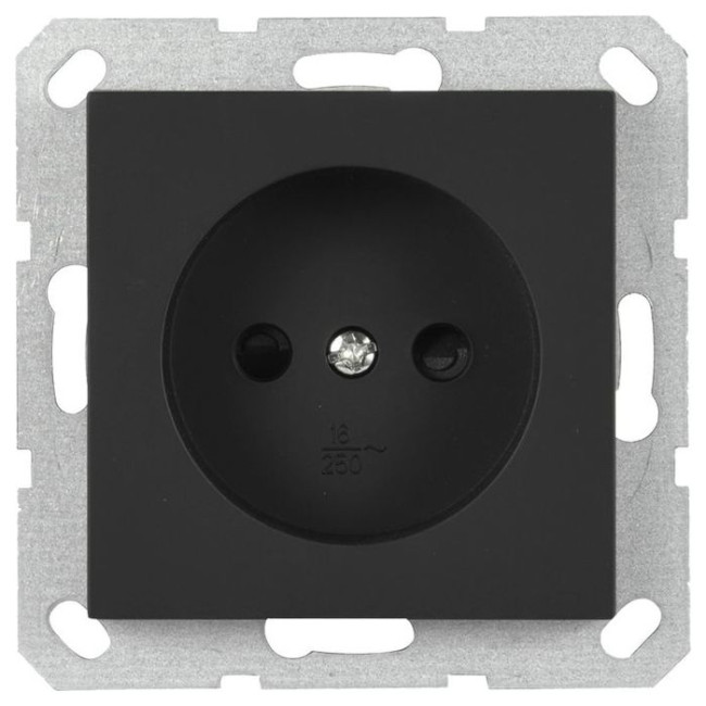Розетка Jasmart без заземления с защитными шторками 16A 250V 2P черный матовый (soft touch) G5503PB Розетка Jasmart без заземления с защитными шторками 16A 250V 2P черный матовый (soft touch) G5503PB