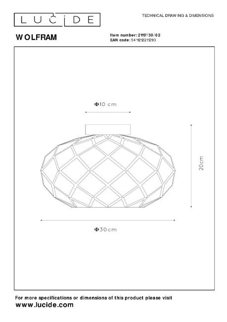 Потолочный светильник Lucide Wolfram 21117/30/02 Потолочный светильник Lucide Wolfram 21117/30/02