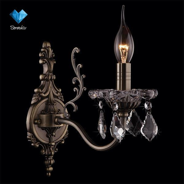 Бра Eurosvet 3281/1 античная бронза/прозрачный хрусталь Strotskis Бра Eurosvet 3281/1 античная бронза/прозрачный хрусталь Strotskis