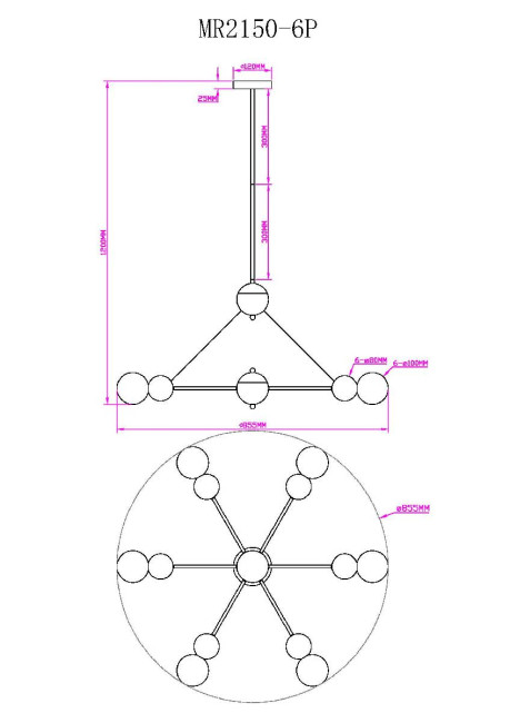 Подвесная люстра Myfar Paulo MR2150-6P Подвесная люстра Myfar Paulo MR2150-6P