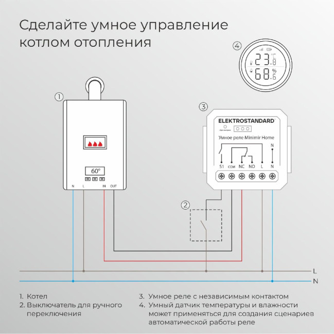 Реле Умный дом с независимым контактом Elektrostandard 76010/00 4690389206740 a067444 Реле Умный дом с независимым контактом Elektrostandard 76010/00 4690389206740 a067444