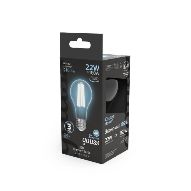 Лампа светодиодная Gauss Filament E27 22W 4100K 102902222 Лампа светодиодная Gauss Filament E27 22W 4100K 102902222