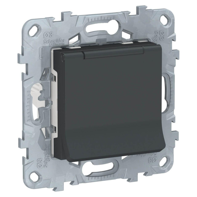 Розетка с заземлением, со шторками и крышкой Schneider Electric Unica New NU503754TA Розетка с заземлением, со шторками и крышкой Schneider Electric Unica New NU503754TA