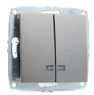 Выключатель двухклавишный с подсветкой Mono Electric Despina-Larissa 10А 250В антрацит 500-002425-103 Выключатель двухклавишный с подсветкой Mono Electric Despina-Larissa 10А 250В антрацит 500-002425-103