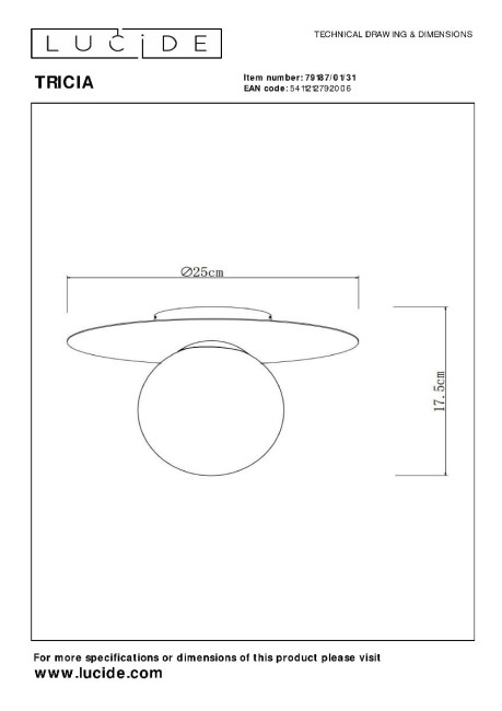 Потолочный светильник Lucide Tricia 79187/01/31 Потолочный светильник Lucide Tricia 79187/01/31
