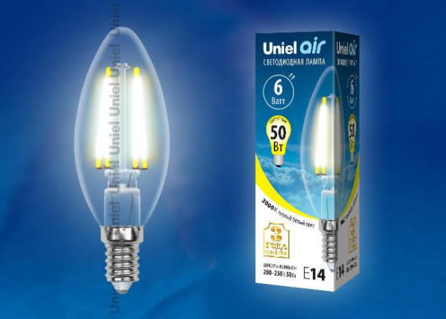 Лампа светодиодная филаментная Uniel E27 7W 3000K прозрачная LED-A60-7W/WW/E27/CL/MB GLM10TR Лампа светодиодная филаментная Uniel E27 7W 3000K прозрачная LED-A60-7W/WW/E27/CL/MB GLM10TR