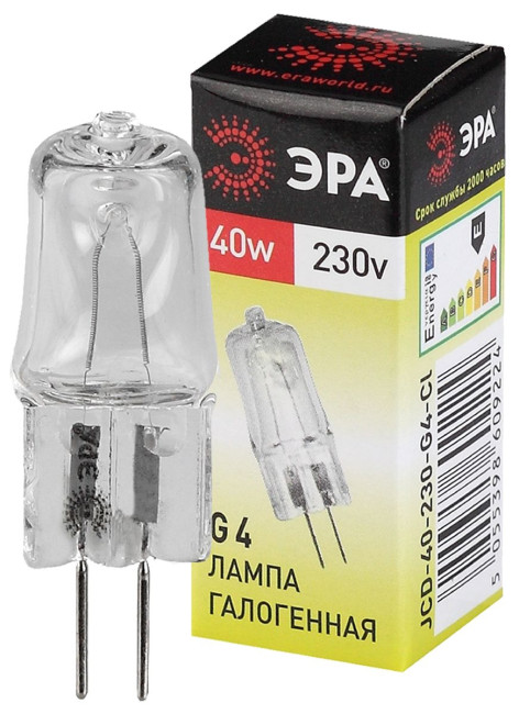 Лампа галогенная Эра G4 40W 3000K G4-JCD-40W-230V-CL C0039280 Лампа галогенная Эра G4 40W 3000K G4-JCD-40W-230V-CL C0039280
