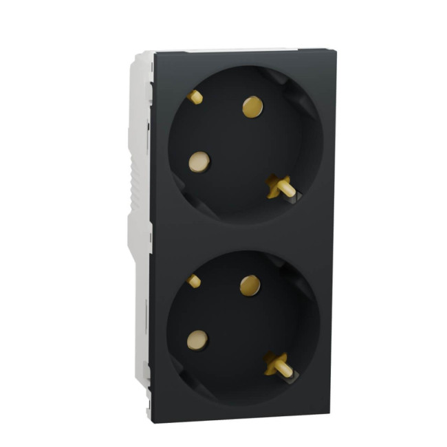 Розетка двойная Schneider Electric Unica New Modular с/з со шторками NU306754A Розетка двойная Schneider Electric Unica New Modular с/з со шторками NU306754A