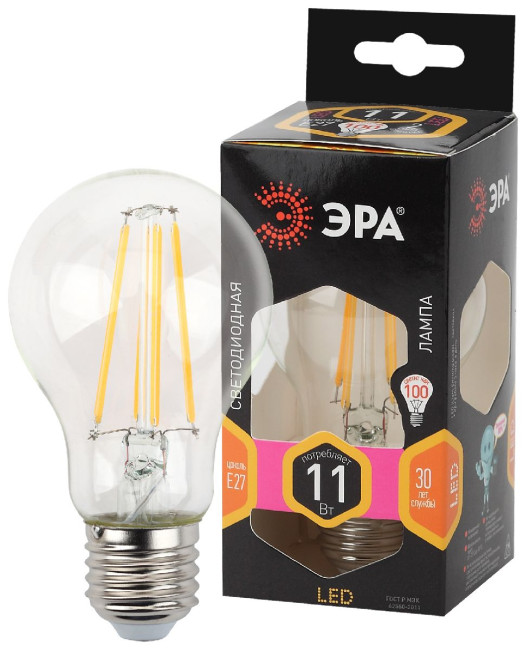 Лампа светодиодная Эра E27 11W 2700K F-LED A60-11W-827-E27 Б0035025 Лампа светодиодная Эра E27 11W 2700K F-LED A60-11W-827-E27 Б0035025