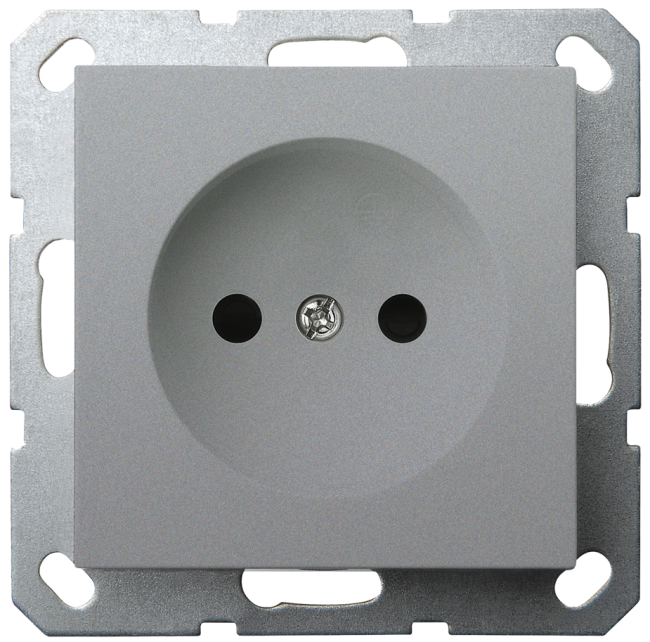 Розетка Jasmart без заземления цвет алюминий с защитными шторками (2P) 16A 250V G5503S