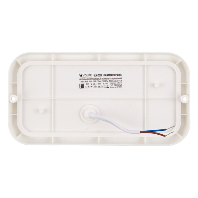 Накладной светильник влагозащищенный Volpe ULW-Q228 18W/4000K IP65 WHITE UL-00013188 Накладной светильник влагозащищенный Volpe ULW-Q228 18W/4000K IP65 WHITE UL-00013188