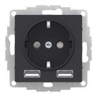 SO + USB Розетка A+A, 5В/2,4А, 2х5В/1,2 А, механизм Systeme Electric AtlasDesign Карбон ATN001030 SO + USB Розетка A+A, 5В/2,4А, 2х5В/1,2 А, механизм Systeme Electric AtlasDesign Карбон ATN001030