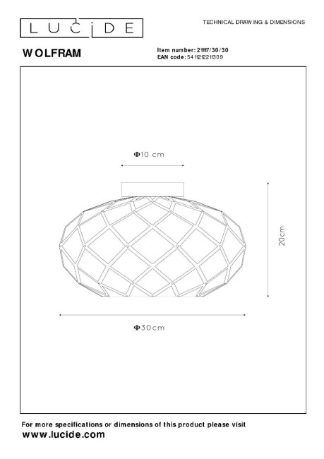 Потолочный светильник Lucide Wolfram 21117/30/30 Потолочный светильник Lucide Wolfram 21117/30/30