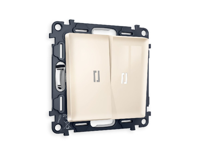 Комплект механизма 2-кл проходного выключателя с подсветкой Ambrella Volt Alfa MA304035