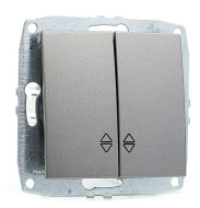 Выключатель двухклавишный проходной Mono Electric Despina-Larissa 10А 250В антрацит 500-002423-111 Выключатель двухклавишный проходной Mono Electric Despina-Larissa 10А 250В антрацит 500-002423-111
