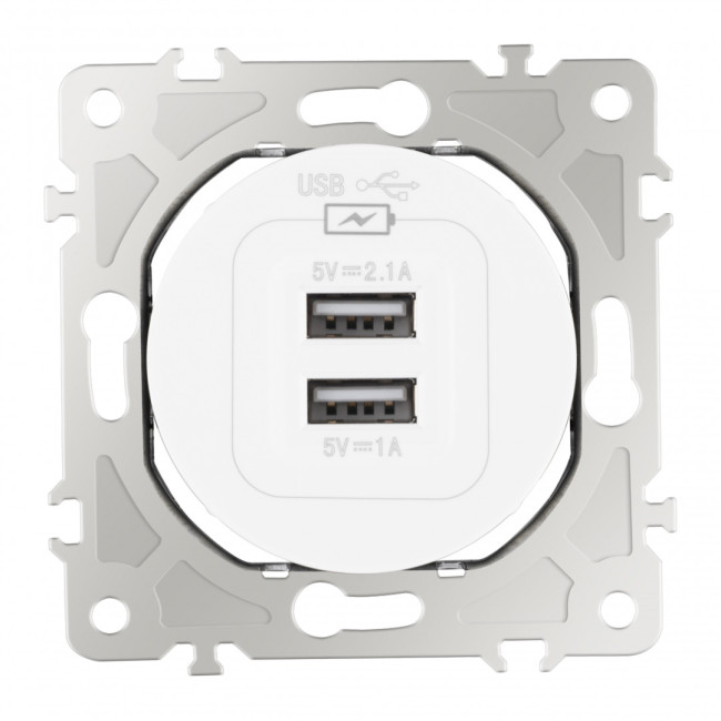 Розетка USB 2.1А+1А Arte Milano 202.46-1.white