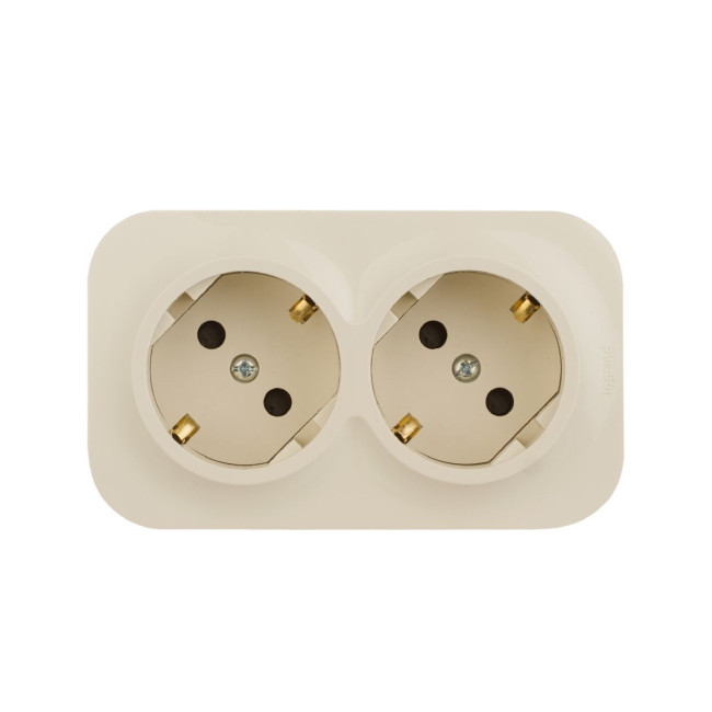 Розеточный блок двойной с/з со шторками Legrand Quteo 782267 Розеточный блок двойной с/з со шторками Legrand Quteo 782267