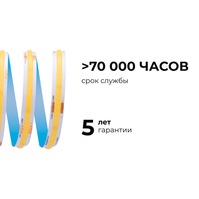 Светодиодная лента Apeyron 24В COB 12Вт/м 4000К 10м IP20 00-385 Светодиодная лента Apeyron 24В COB 12Вт/м 4000К 10м IP20 00-385