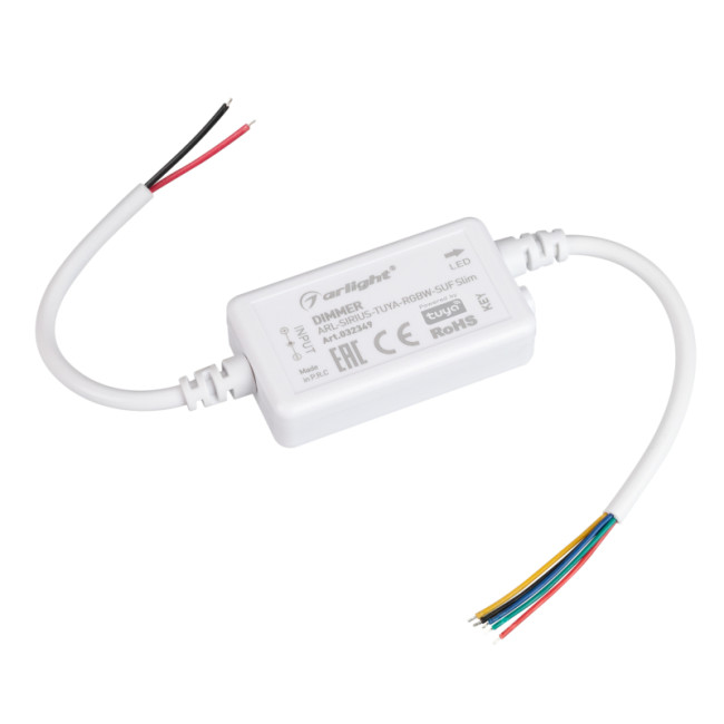 Диммер Arlight ARL-Sirius-Tuya-RGBW-SUF Slim (12-24V, 4x1.5A, 2.4G) 032349 Диммер Arlight ARL-Sirius-Tuya-RGBW-SUF Slim (12-24V, 4x1.5A, 2.4G) 032349