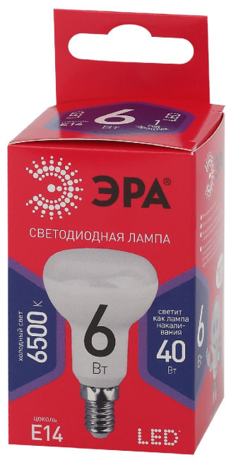 Лампа светодиодная Эра E14 6W 6500K LED R50-6W-865-E14 R Б0045335 Лампа светодиодная Эра E14 6W 6500K LED R50-6W-865-E14 R Б0045335
