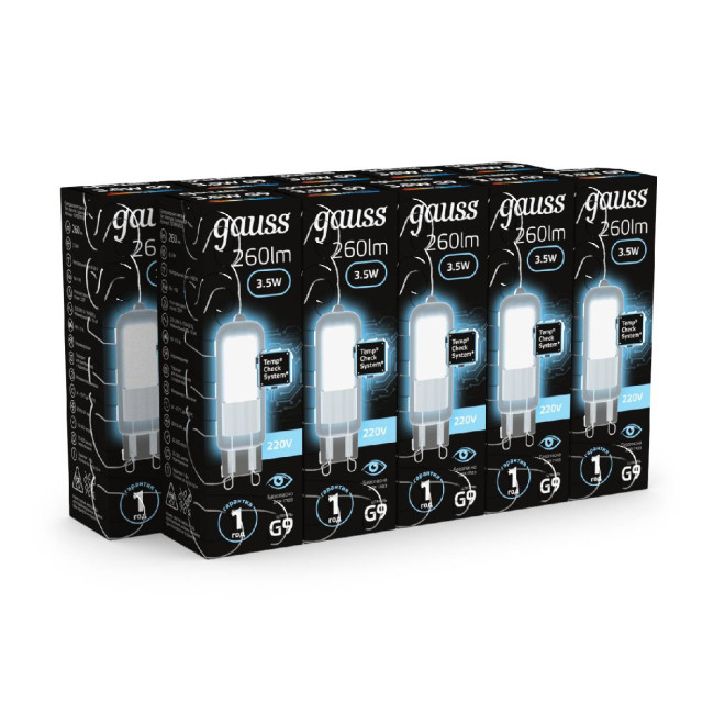 Лампа светодиодная Gauss G9 3.5W 4100K прозрачная 107809203 Лампа светодиодная Gauss G9 3.5W 4100K прозрачная 107809203