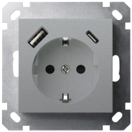 Розетка SHUKO Jasmart с USB тип A + C1 с защитными шторками (2P+T) 25W 16A 250V G5501USB-25S