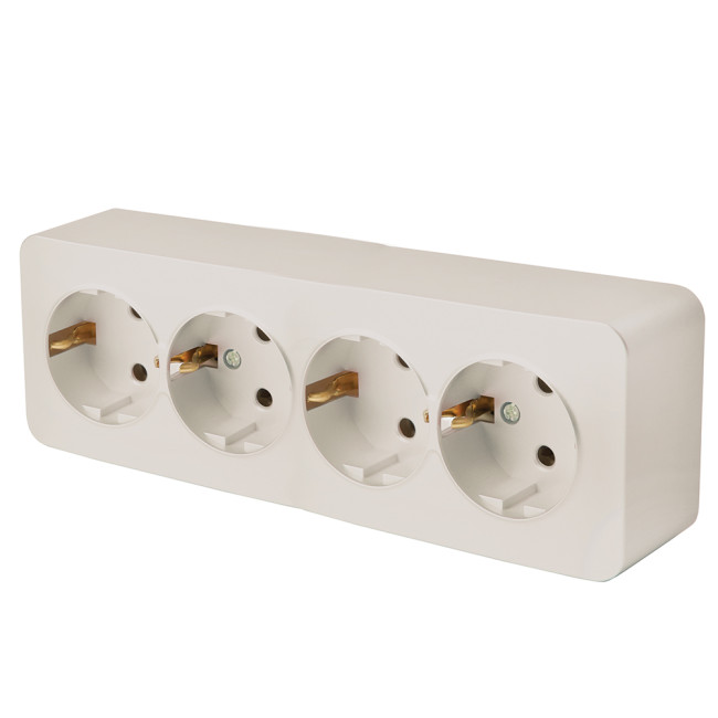 Розетка 4-местная с/з Stekker София MST16-14-04 49505 Розетка 4-местная с/з Stekker София MST16-14-04 49505