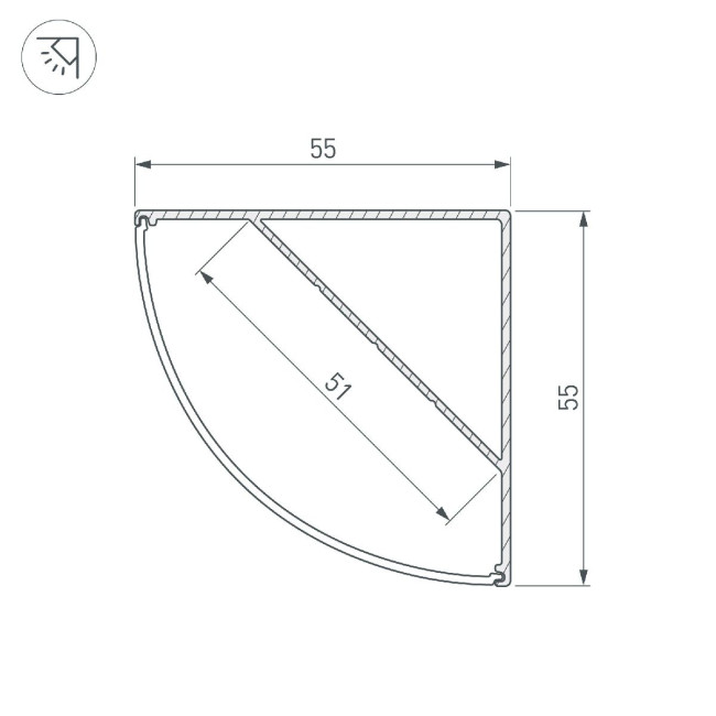 Алюминиевый профиль Arlight KANT-H55-2000 ANOD 044578 Алюминиевый профиль Arlight KANT-H55-2000 ANOD 044578