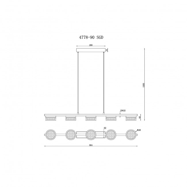 Подвесная люстра iLedex Link 4778-90 MBK+SGD