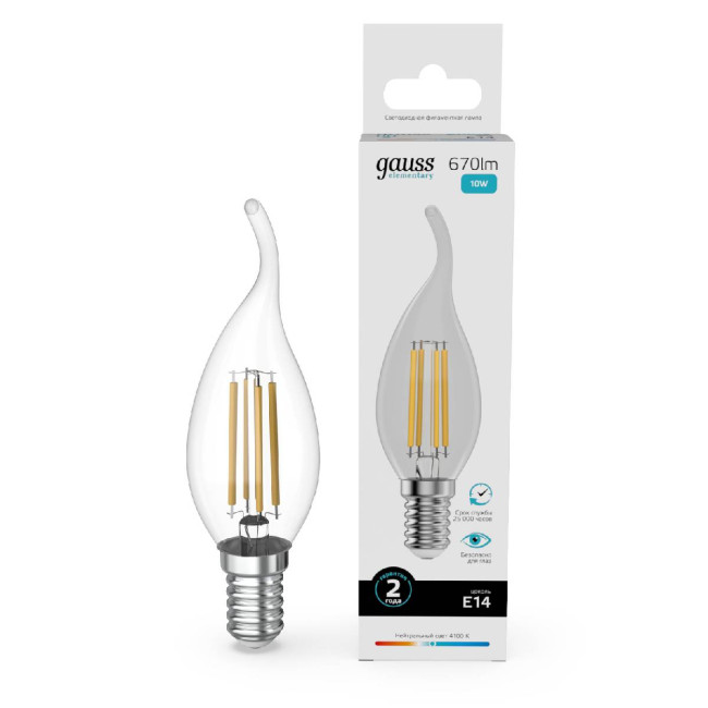 Лампа светодиодная Gauss Filament Elementary E14 10W 4100K 42120 Лампа светодиодная Gauss Filament Elementary E14 10W 4100K 42120