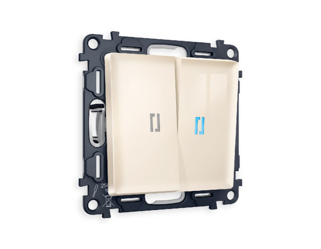 Комплект механизма 2-кл проходного выключателя с подсветкой Ambrella Volt Alfa MA304040