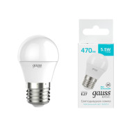 Лампа светодиодная Gauss Basic E27 5,5W 4000K шар белый 30532262