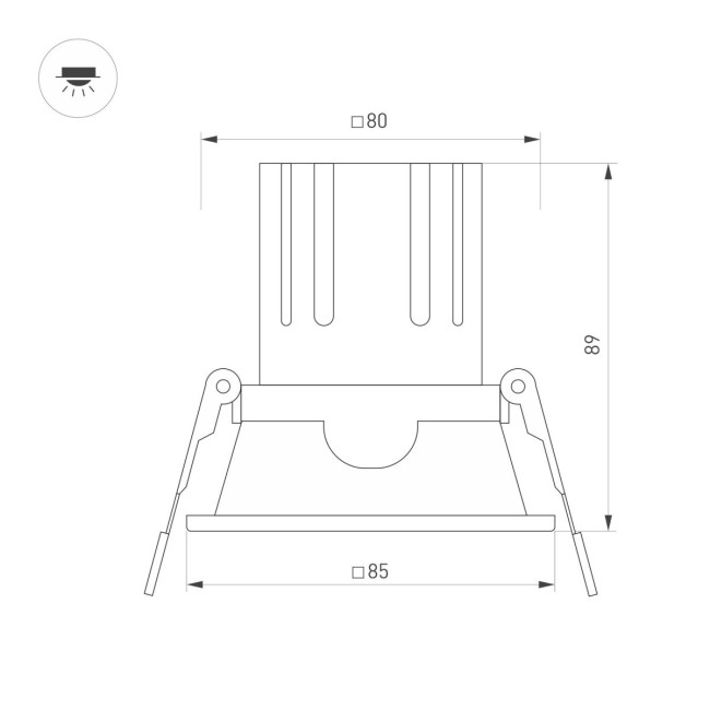 Карданный светильник Arlight MS-FLOW-BUILT-S85x85-6W Day4000 (WH, 55 deg, 230V) (IP20 Металл) 060943