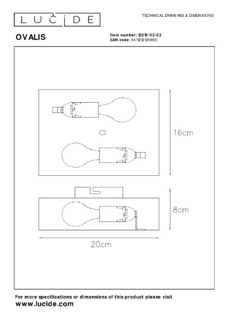Настенный светильник Lucide Ovalis 12219/02/02 Настенный светильник Lucide Ovalis 12219/02/02