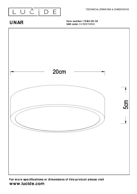 Потолочный светильник Lucide Unar 79185/20/30 Потолочный светильник Lucide Unar 79185/20/30
