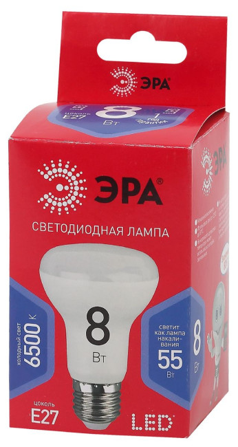 Лампа светодиодная Эра E27 8W 6500K LED R63-8W-865-E27 R Б0045336 Лампа светодиодная Эра E27 8W 6500K LED R63-8W-865-E27 R Б0045336