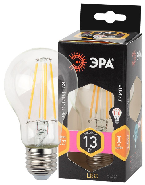 Лампа светодиодная Эра E27 13W 2700K F-LED A60-13W-827-E27 Б0035027 Лампа светодиодная Эра E27 13W 2700K F-LED A60-13W-827-E27 Б0035027
