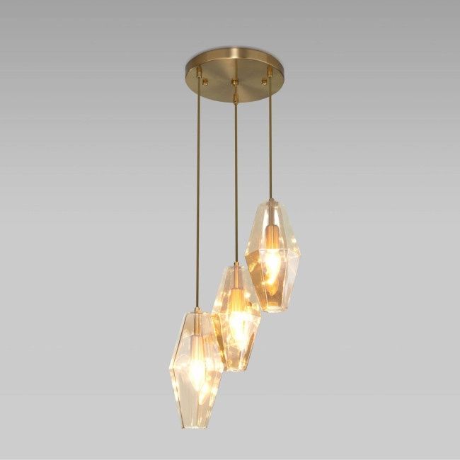 Подвесная люстра Eurosvet Prism 50236/3 янтарный a058960