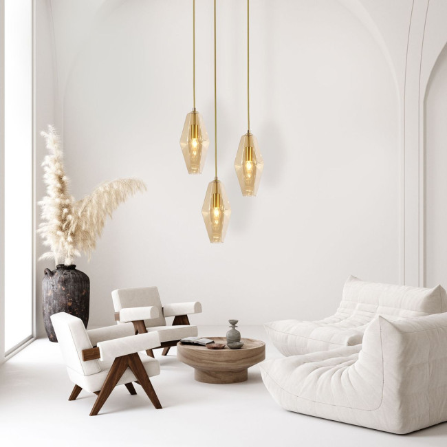 Подвесная люстра Eurosvet Prism 50236/3 янтарный a058960