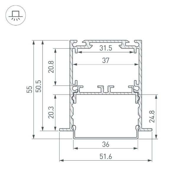 Алюминиевый профиль Arlight SL-LINIA52-3L-F-2000 ANOD 044682 Алюминиевый профиль Arlight SL-LINIA52-3L-F-2000 ANOD 044682