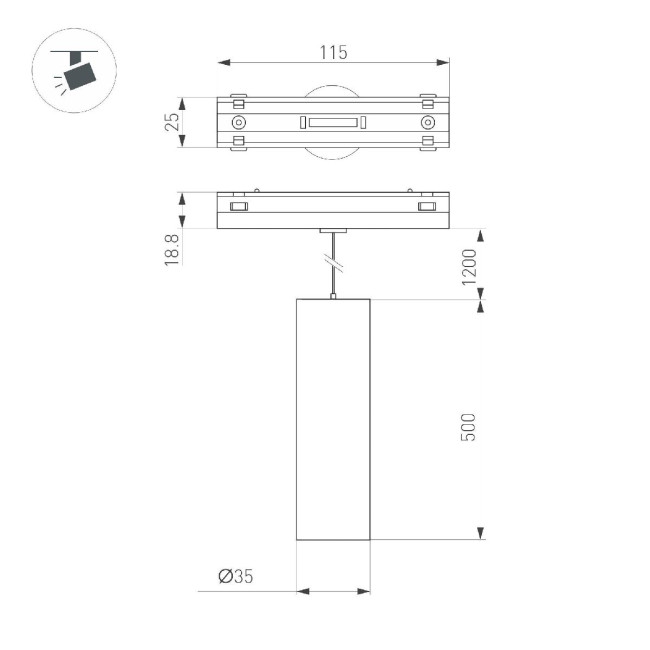 Трековый магнитный светильник Arlight MAG-VIBE-SPOT-HANG-R35-10W Day4000-MIX (BK, 24 deg, 48V, DALI) 045015 Трековый магнитный светильник Arlight MAG-VIBE-SPOT-HANG-R35-10W Day4000-MIX (BK, 24 deg, 48V, DALI) 045015