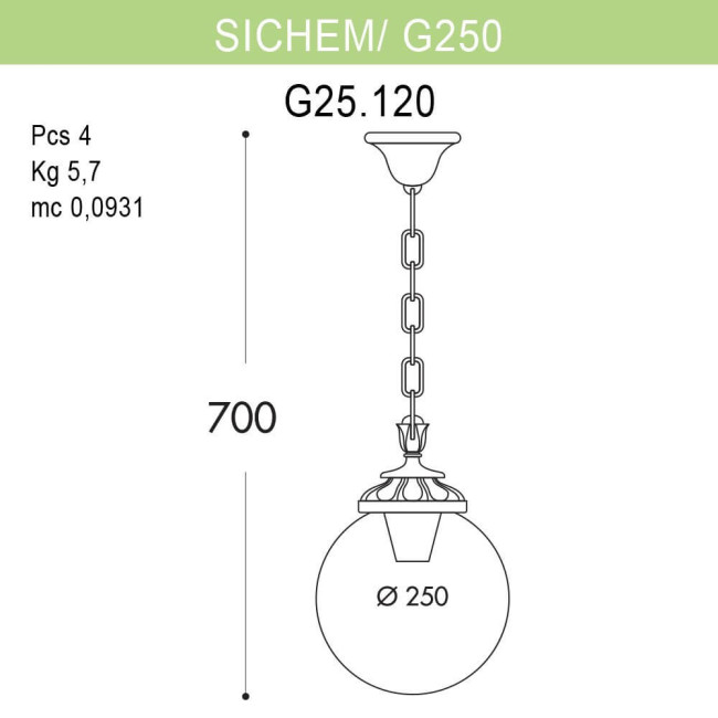 Уличный подвесной светильник Fumagalli Sichem/G250 G25.120.000.WXE27