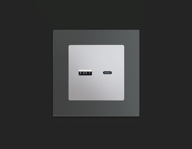 Комплект механизма розетки 2USB A+C 20W (быстрая зарядка) Ambrella Volt Alfa MA411010 Комплект механизма розетки 2USB A+C 20W (быстрая зарядка) Ambrella Volt Alfa MA411010