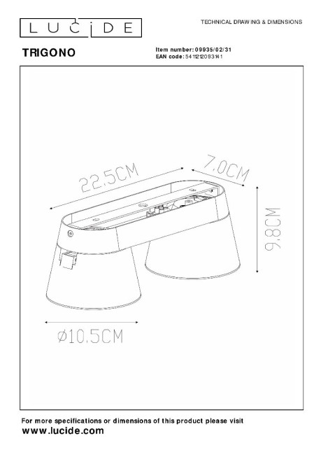 Накладной спот Lucide Trigono 09935/02/31