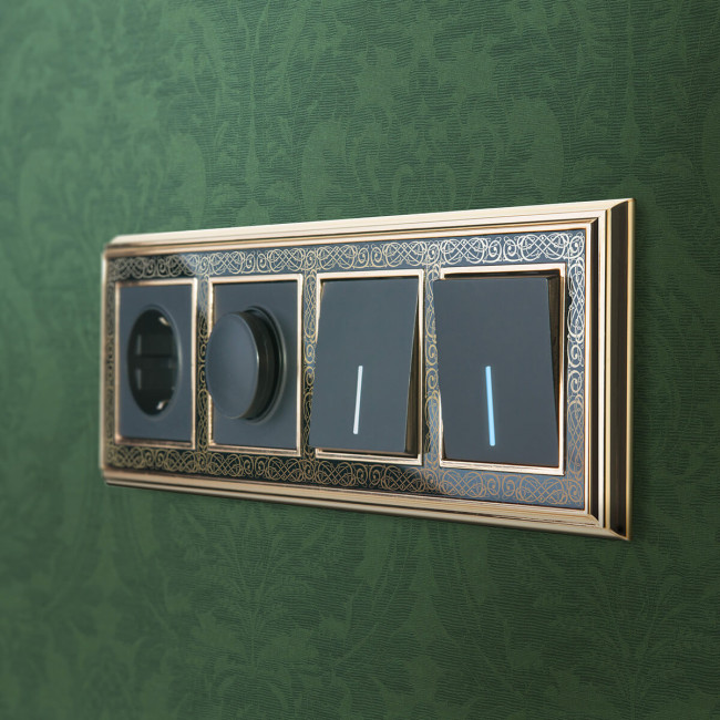 Выключатель Werkel одноклавишный проходной с подсветкой черный матовый W1112108 4690389156670