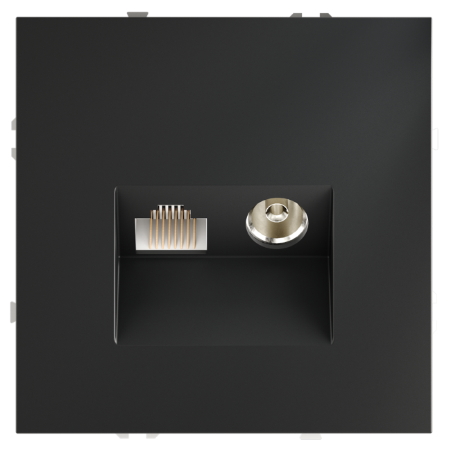 Розетка телевизионная встраиваемая Voltum S70 TV+RJ45 кат. 6, (графит) VLS060707